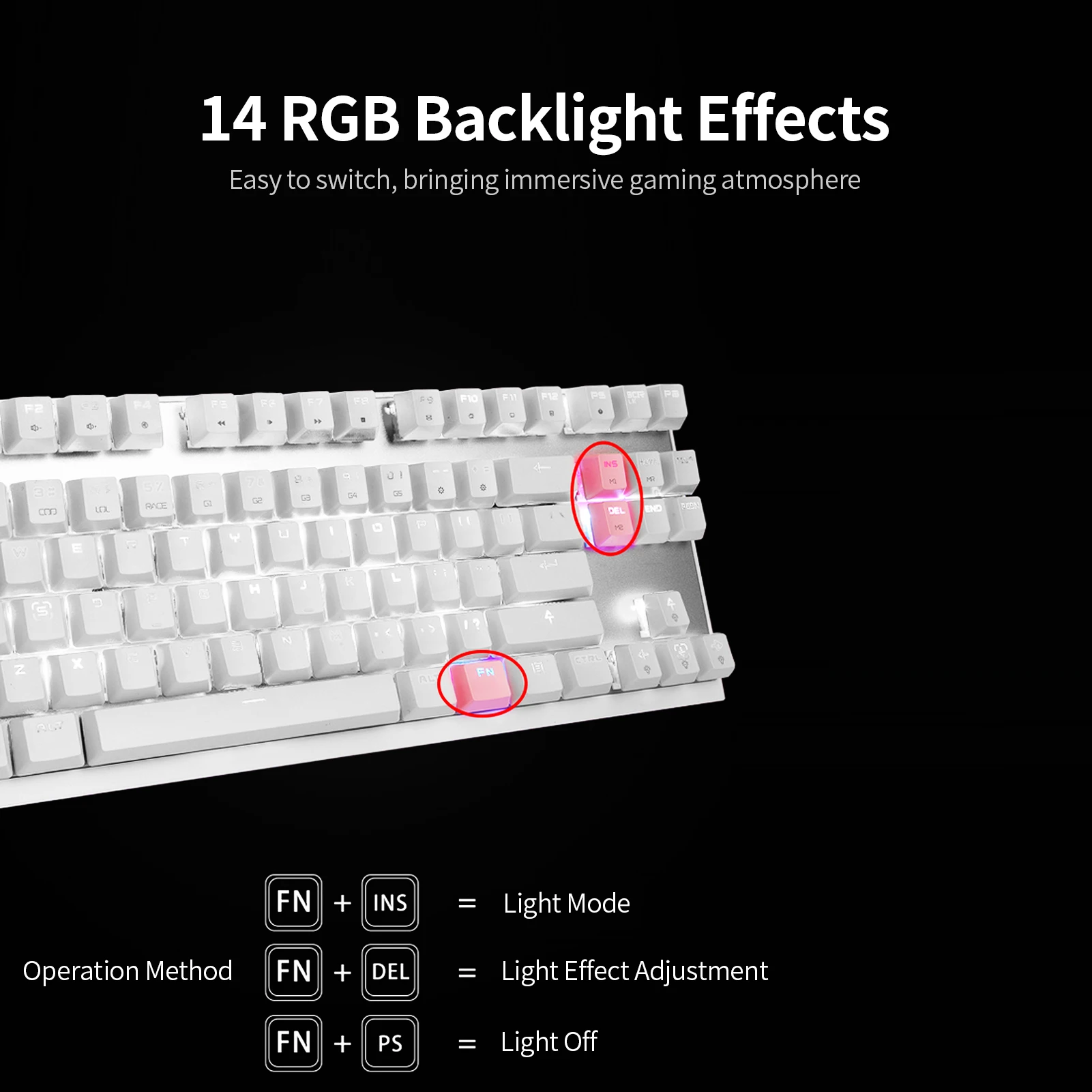 MOTOSPEED CK82 Механическая клавиатура 87 клавиш Игровая RGB с красным переключателем OUTMU