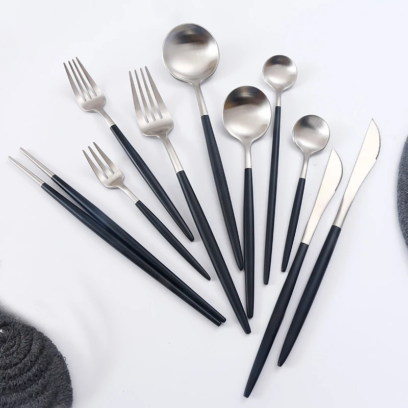 Набор золотых столовых приборов 4 шт./набор|Столовые сервизы| |