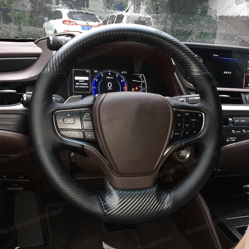 

Lsrtw2017 for Lexus Es ES200 260 300h Car Steering Wheel Cover Genuine Leather Interior Mouldings Accessories 2018 2019 2020