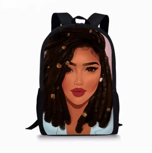 African Backpack Cartoon Black Girls Print School Bag Kids Cute Book Teenager Schoolbags Mochila | Багаж и сумки