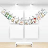 1st birthday paper bunting garland baby photograph frame banner 1 12 month photo prop party decoration