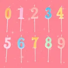 Свечи на день рождения 1, 2, 3, 4, 5, 6, 7, 8, 9, 0, милые радужные цветные детские свечи на день рождения для торвечерние, праздничные украшения, свечи для торта