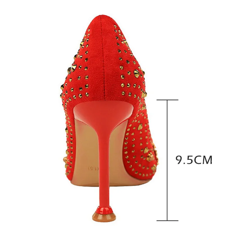 

BIGTREE Shoes Rhinestone Women Pumps Sexy Party Shoes High Heels Wedding Shoes Plus Size 43 Female Stiletto Suede Women Shoes