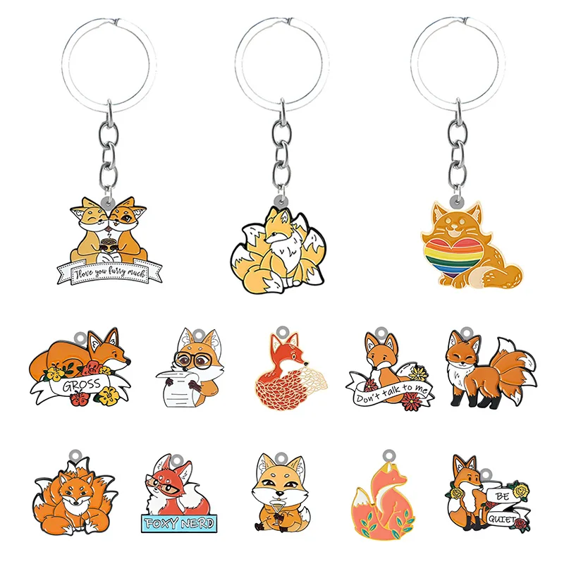 TAFREE Cartoon Fox Cute Epoxy Keychain Backpack School Bag Handbag Resin Pendant Jewelry Keychain