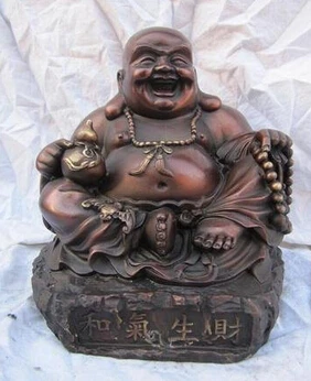 Бесплатная доставка чистая бронза буддизм Лаки Гармония приносит статуя Будды