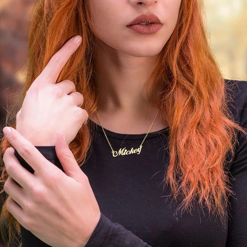 Золотое ожерелье с именем из нержавеющей стали персонализированное женское