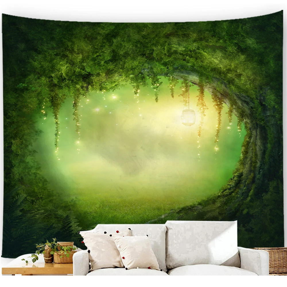 Психоделический гобелен с изображением деревьев настенный подвесной лесной