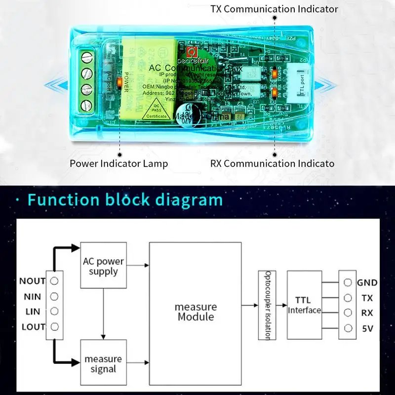 PZEM-004T 3,0 Версия ttl Modbus-RTU Мощность измеритель влажности Измеритель kwh Однофазное реле 100A Электрический Вольт Ампер частота измеритель мощности