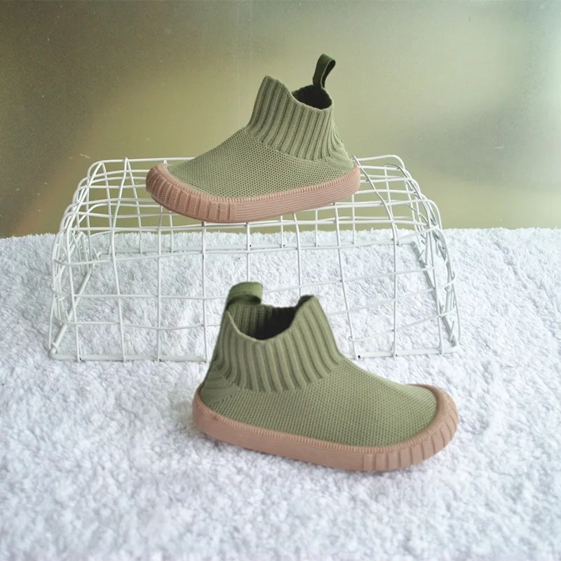 

Children's shoes Children's Casual fly-knit children's short boots low-top breathable soft sole cover foot socks shoes