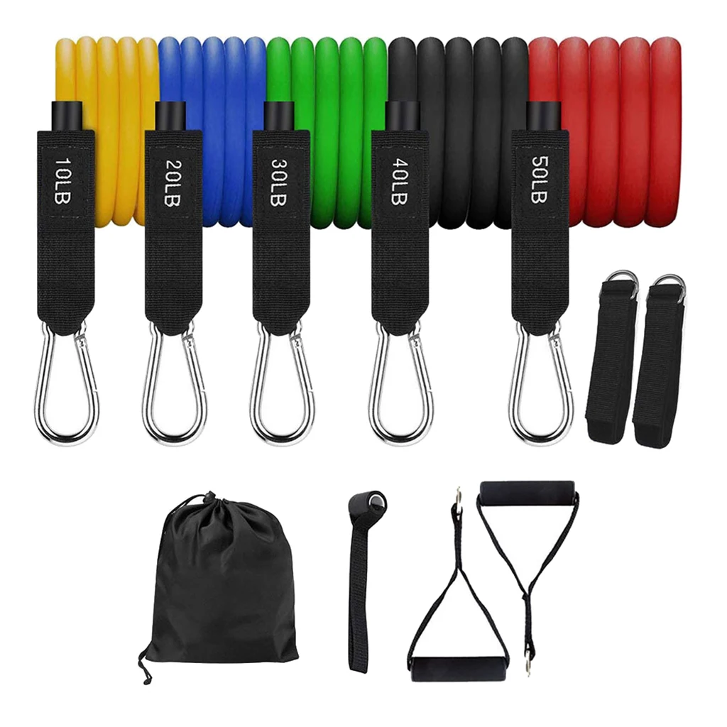 

11x Fitness Resistance Bands Set Yoga Tube Gym Men Strength Trainer Training