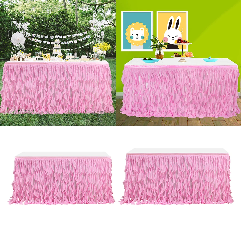 

Pink Table Skirt Tableware Blankets Baby Shower Wedding Party Decoration