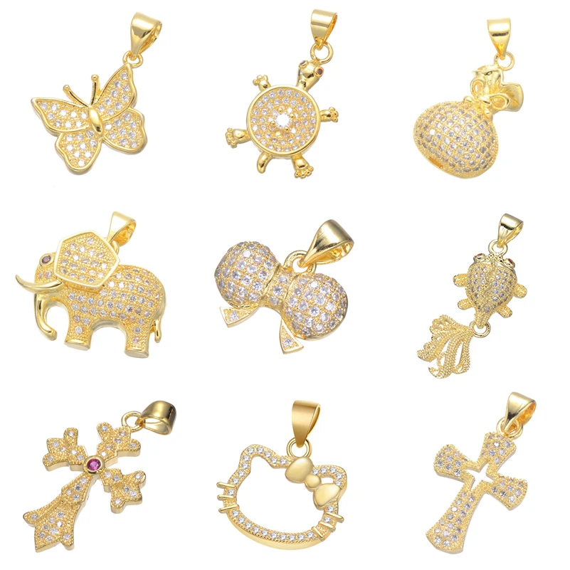 

Juya Handmade Micro Pave Zircon Butterfly Turtle Cat Cross Elephant Wallet Charms For Women Fashion Pendant Jewelry Making