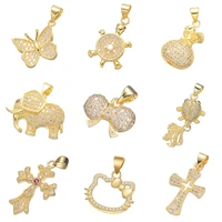 juya handmade micro pave zircon butterfly turtle cat cross elephant wallet charms for women fashion pendant jewelry making