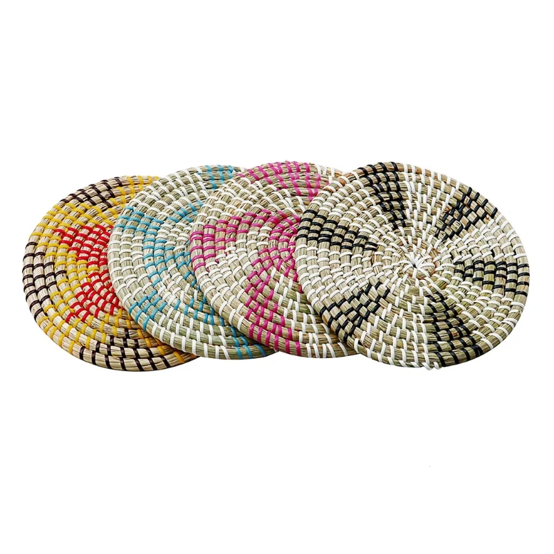 

Woven Basket Wall Decor Wall Art Seagrass Decorative Bowl Tray Boho Hanging Wall Basket Decor for Living Room Bedroom