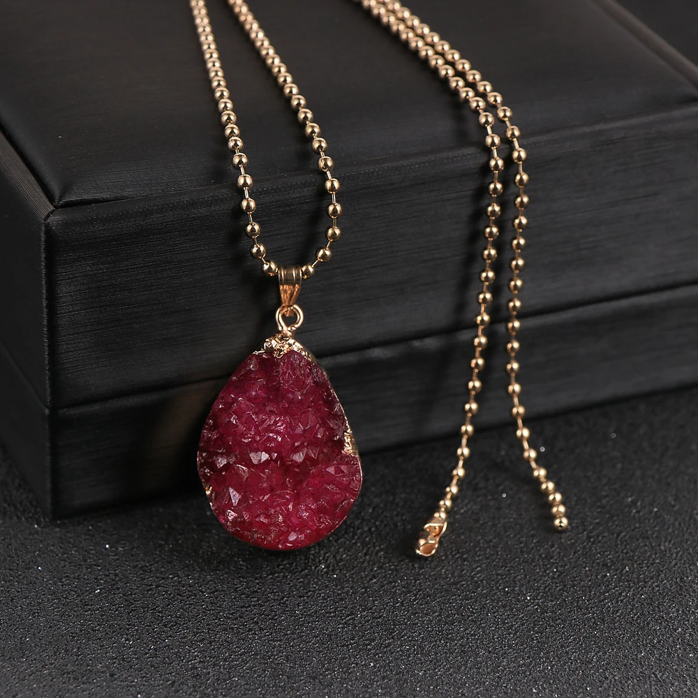 Женское и мужское ожерелье с подвеской из натурального камня зеленого красного