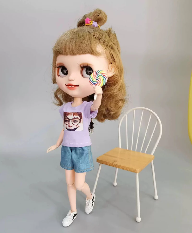 Повседневная Одежда для кукол Blyth, футболка с коротким рукавом для blyth, ob24, barbies, одежда для «пуллип» для 1/6, аксессуары для кукол