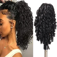 dianqi afro kinky curly drawstring ponytail puff chignon black synthetic hair bun for women clip in hair extension
