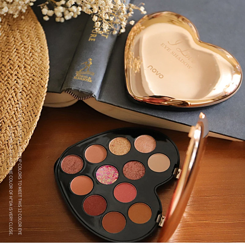NOVO 12 цветов в форме сердца Тени Для Век Мягкая матовая Палетка стойкий макияж| |