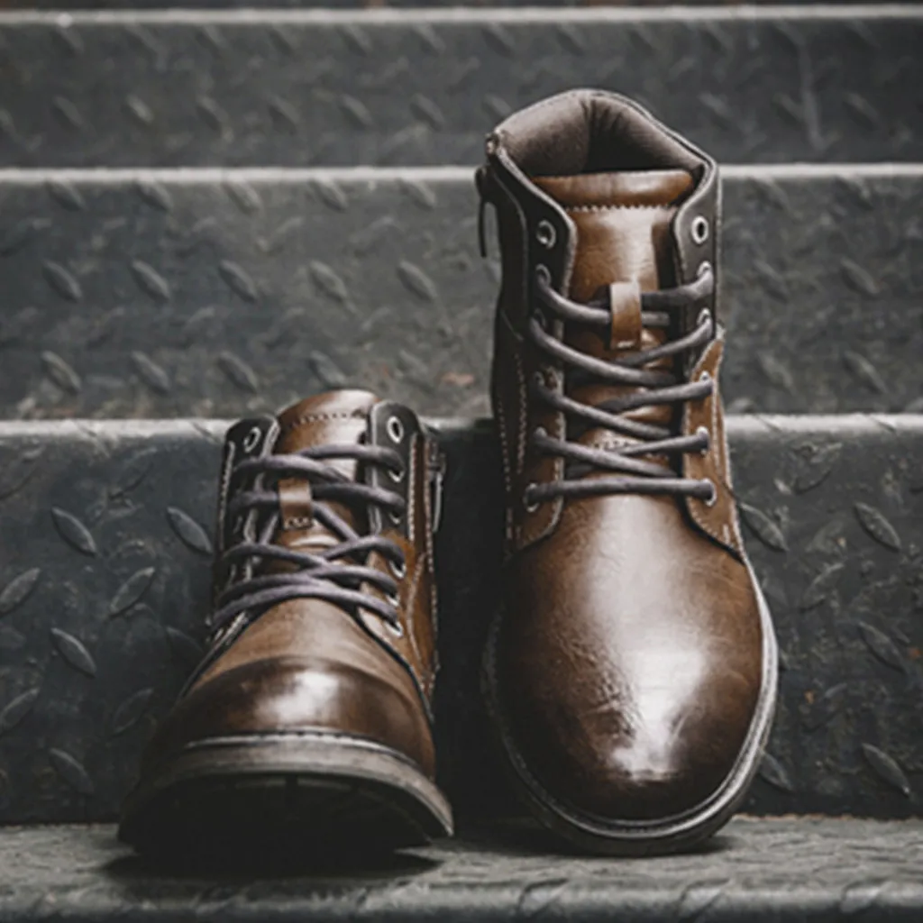 Ботинки мужские Нескользящие высокие сапоги боковая молния плоская подошва