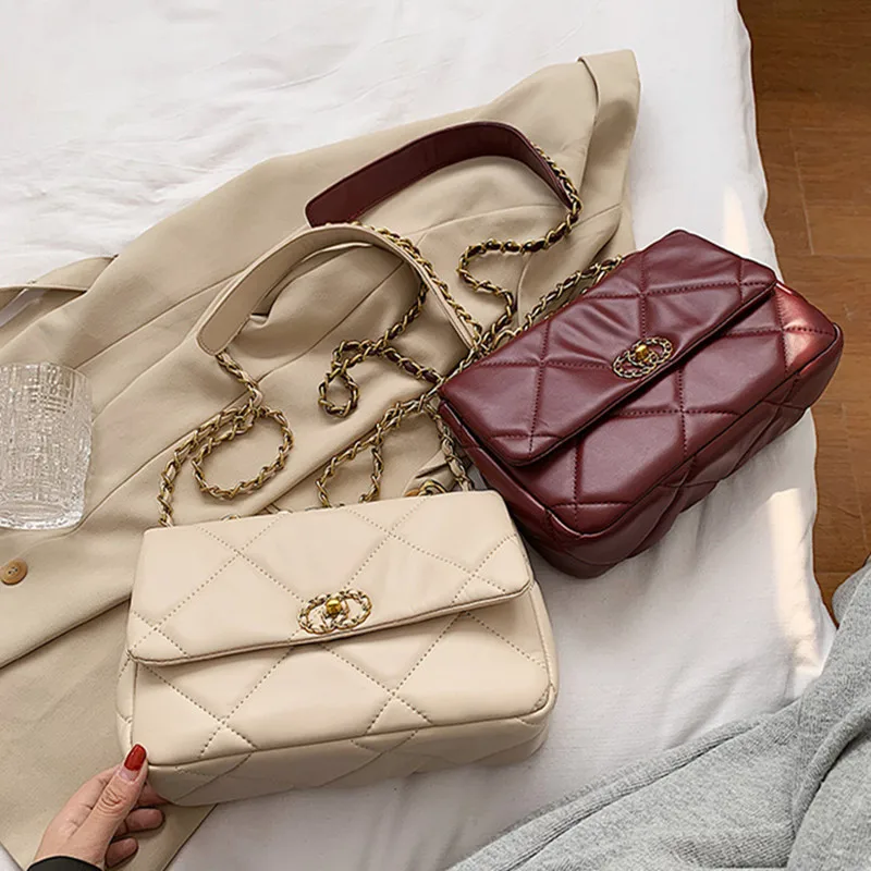 

ladies brand classic diamond lattice design messenger bags fashion hardware chians decoration shoulder bag crossbody bag women