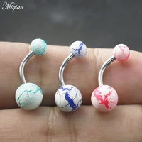 miqiao 1 pcs european and american hot style stainless steel hypoallergenic three color acrylic belly button nail