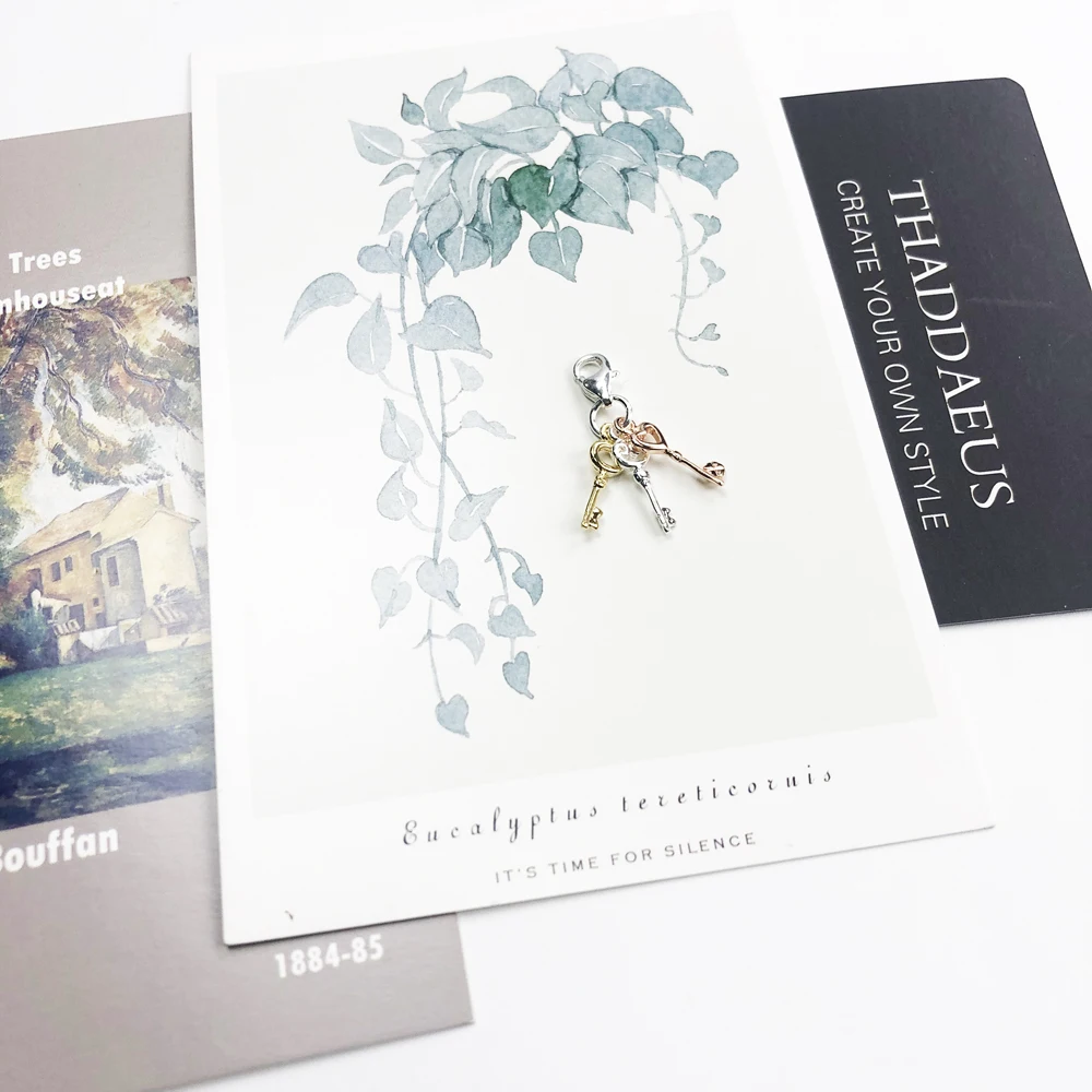 Классические Подвески с трехцветными ключами из чистого серебра 925 пробы подарок