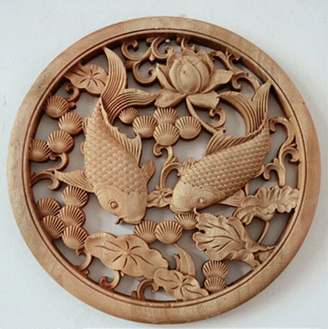 

Китайская Скульптура ручной работы, цветы лотоса, двойная рыба, статуя животного, приносит богатство и удачу