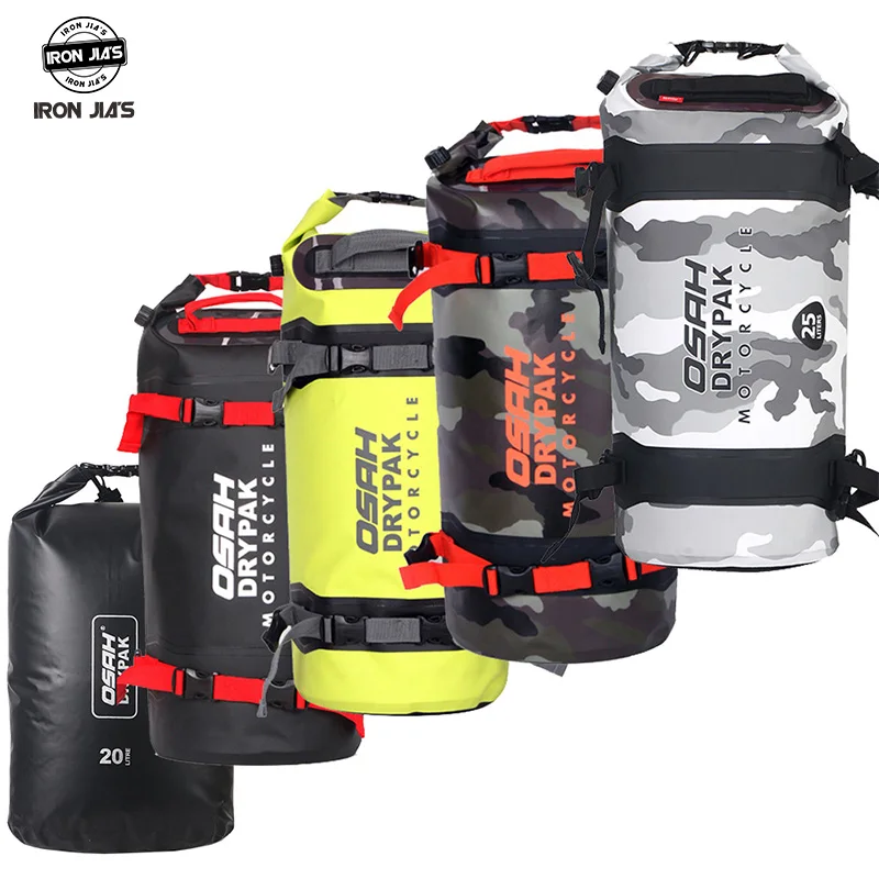 OSAH DRYPAK 15L/20L/25L Motorcycle Waterproof Tail Bags Multi-functional Durable Rear Motocross Seat Bag High Capacity PVC Bag waterproof motorcycle rear tail bag travel dry bag osah drypak moto 40 60liter motorbike luggage backpack motorcycle seat bag