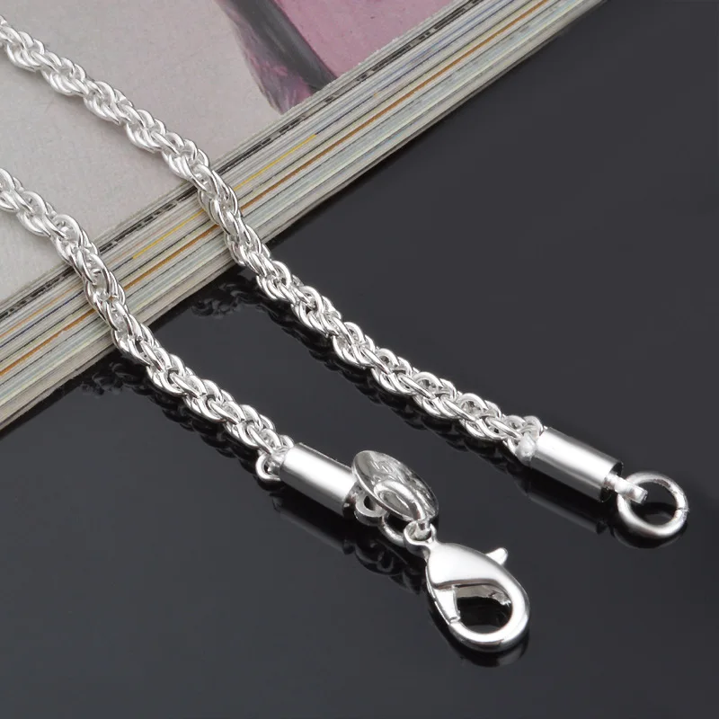 

Twist chain Necklace for Men Women Silver Plated 3mm width Jewelry accessory Drop Shipping