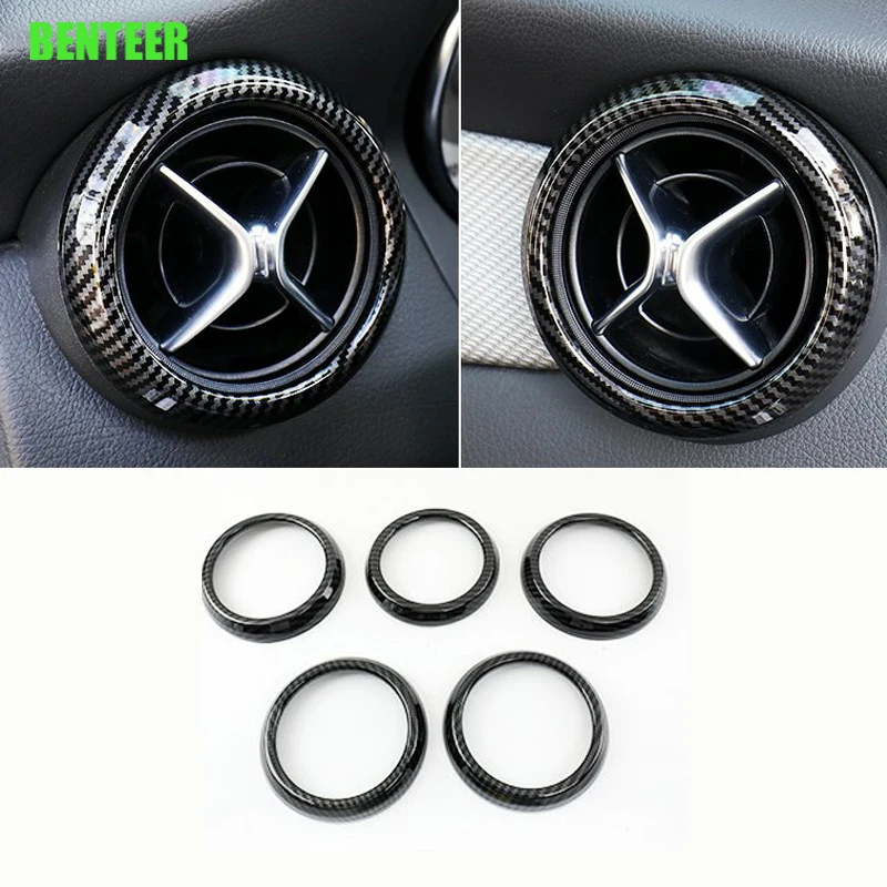 

5Pcs Carbon Fiber Car Dashboard AC Air Vents decoration For Mercedes-Benz Amg CLA GLA Glass CLA200 CLA220 CLA260 GLA200 CLA180