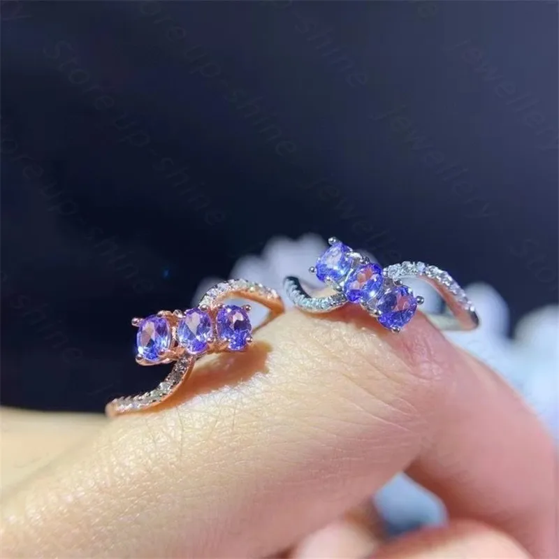 

Super beautiful high-quality tanzanite ring, 925 silver women's new ring, demonstrating youthful temperament