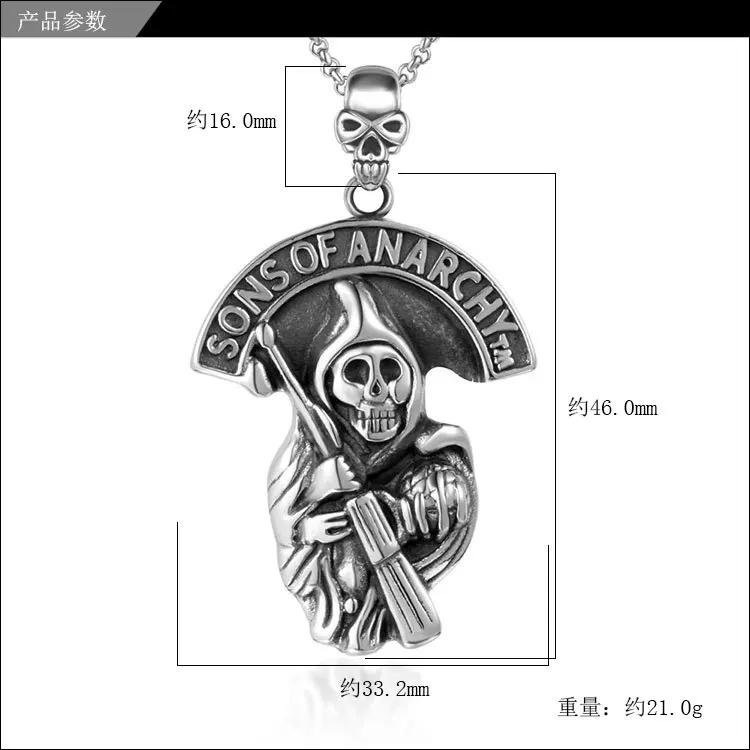 

Hemiston Fashion Titanium Steel Jewelry Classic Death Necklace Fashion Pendant Accessories Punk Necklace