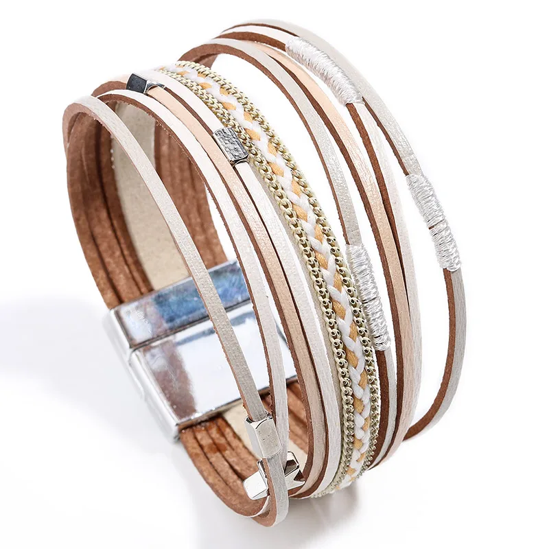 ZG кожаные браслеты для женщин Звездные Браслеты Дружбы Pulseira Masculina ювелирные изделия - Окраска металла: Champagne