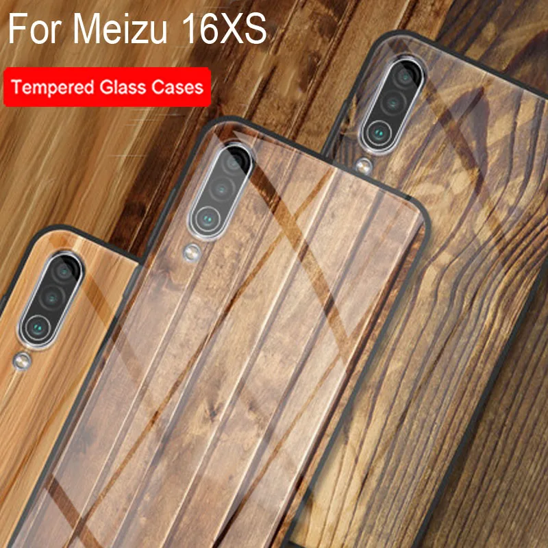 Meizu16X S Чехол из закаленного стекла деревянный камень с рисунком чехол для