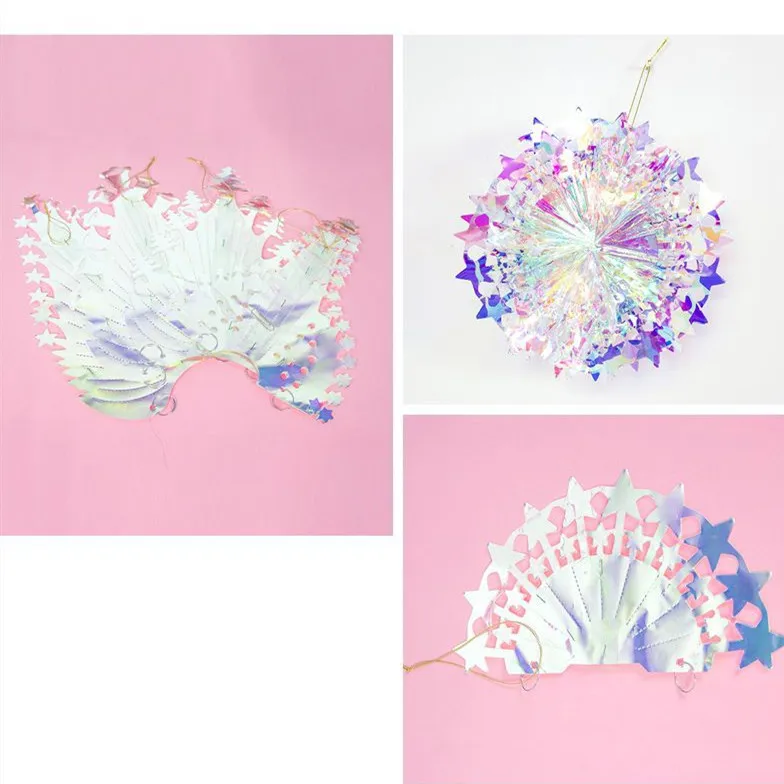 Colorful Reflected Light Laser Flower Star Christmas Ornament Tree Top Hanging Pendant Home Party Decor Accessories | Дом и сад