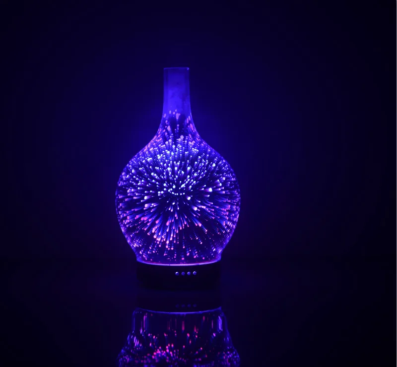 7 цветов светильник 3D стеклянная ваза Ароматерапия Эфирные масла Арома диффузор меняющийся и безводный Автоматическое отключение холодный туман увлажнитель воздуха