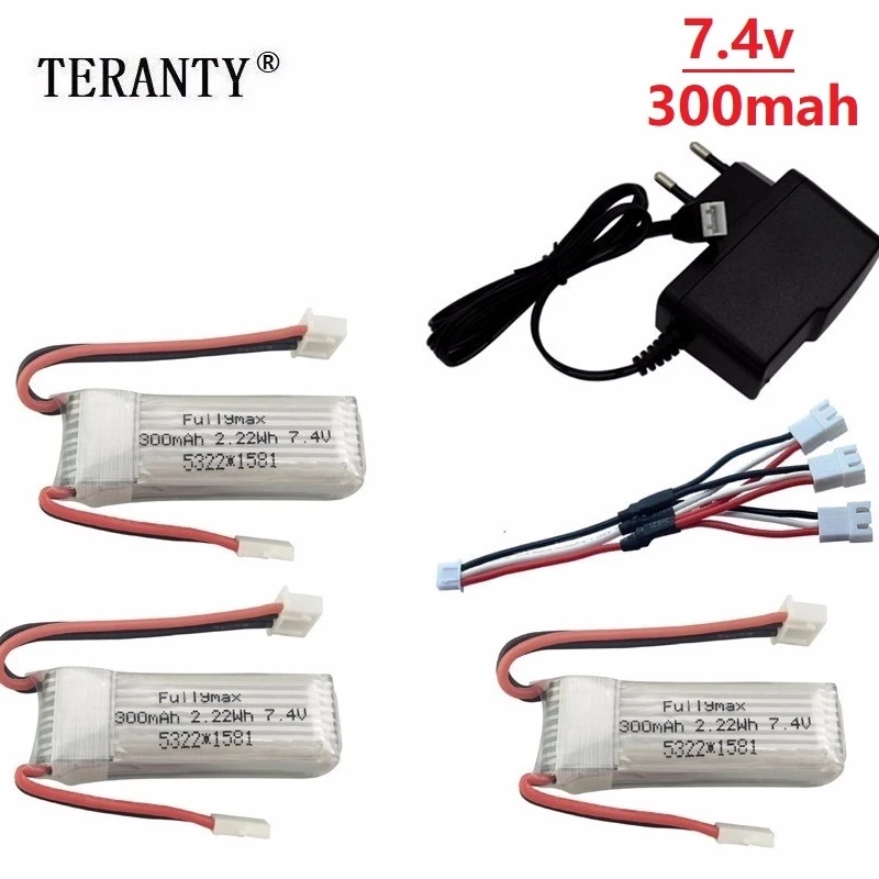 

7.4V 300mAh Lipo Battery Charger sets for XK DHC-2 A600 A700 A800 A430 2s 30C 7.4v lipo battery for WLToys F959 RC Airplane RTF