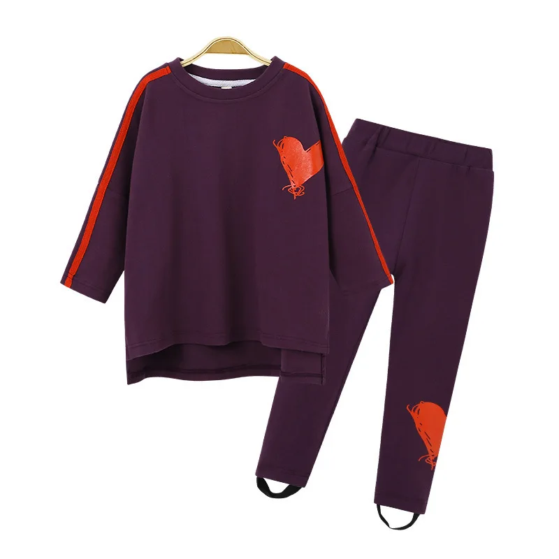 Girls Stretch Long Sleeve 2 Pcs Clothing Spring Autumn Casual Pullover Costume Fashion Children Clothes For 2-8 Years