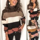 Детский свитер; Повседневные женские модные с высоким воротом Длинные рукава трикотажный пуловер водолазки для женщин sueter de moda 2020