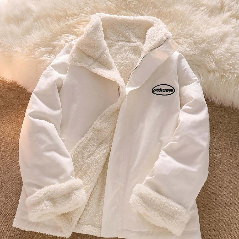 

2021 пальто из овечьей шерсти с воротником-стойкой, женская зимняя одежда с обеих сторон, хлопковая куртка, Корейская свободная стеганая курт...