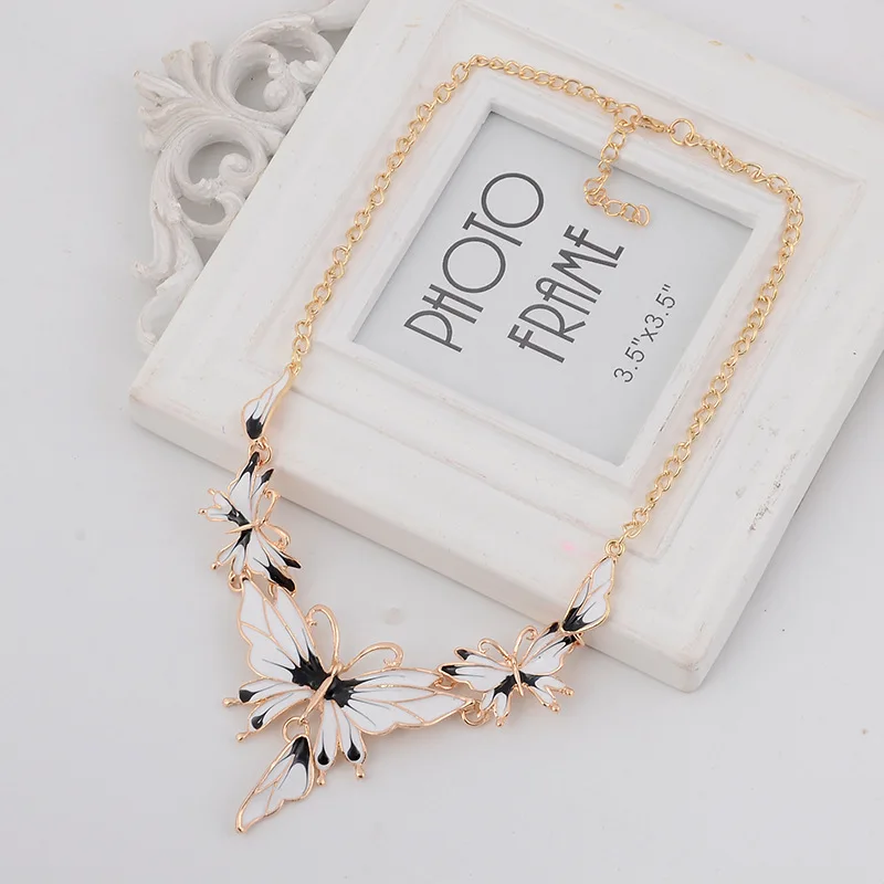 Серьги подвески с розовыми и голубыми бабочками ожерелье ювелирные наборы для