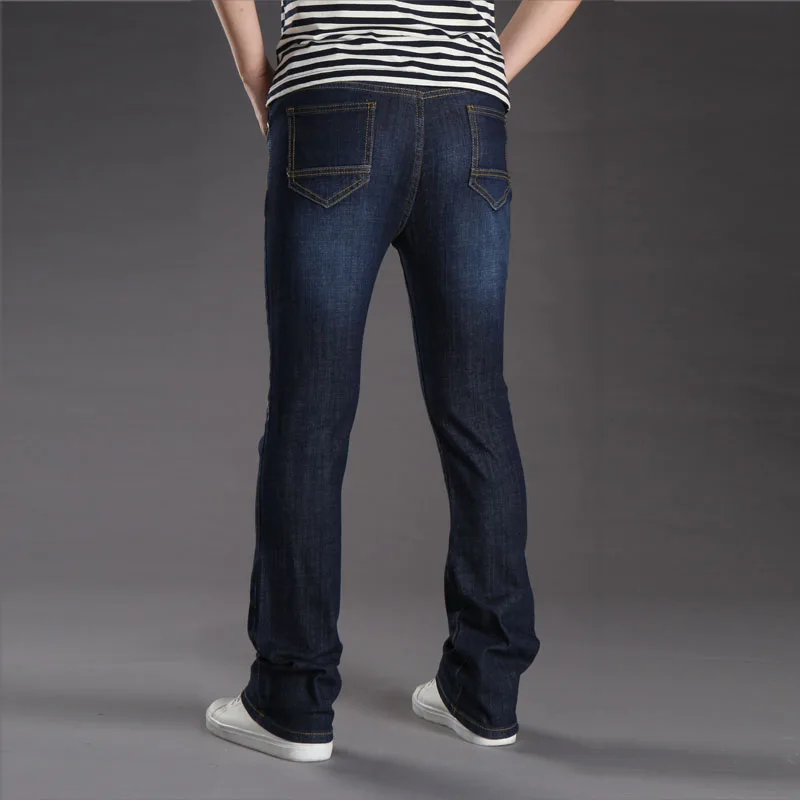 Men's Dark Blue Flared Jeans Men 2021 Spring Korean Style Mens Regular Denim Jeans Straight Leg Pants Business Fashion Trousers