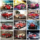 Квадратнаякруглая классическая красная Автомобильная Настенная Наклейка s, Алмазная мозаика, вышивка, старомодная Автомобильная домашняя настенная наклейка, Декор