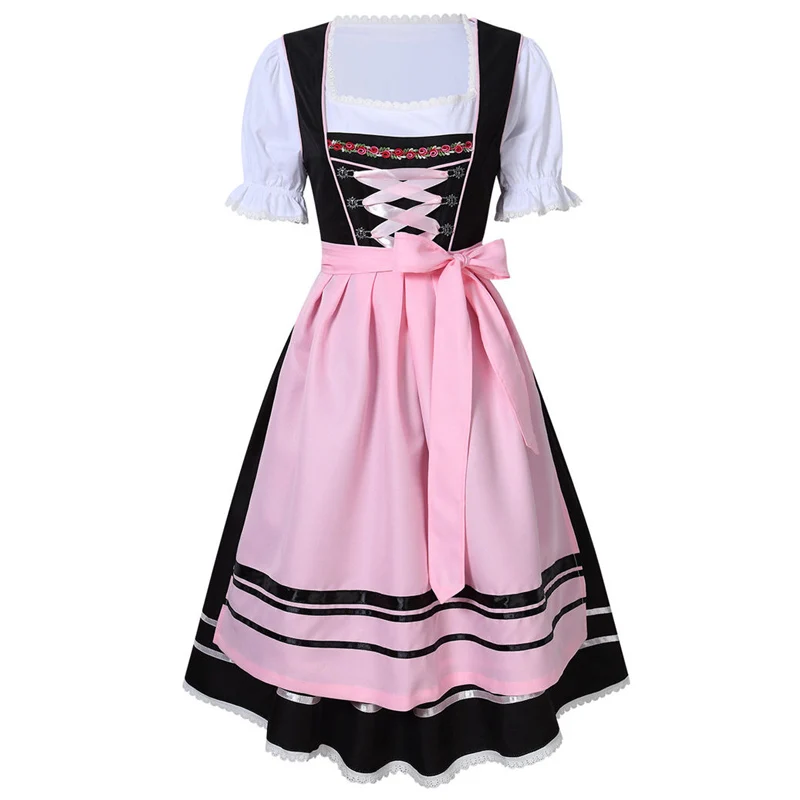 

Deluxe Oktoberfest Dirndl Dress Apron Set Costume Adult Women Beer Maid Fancy Dress