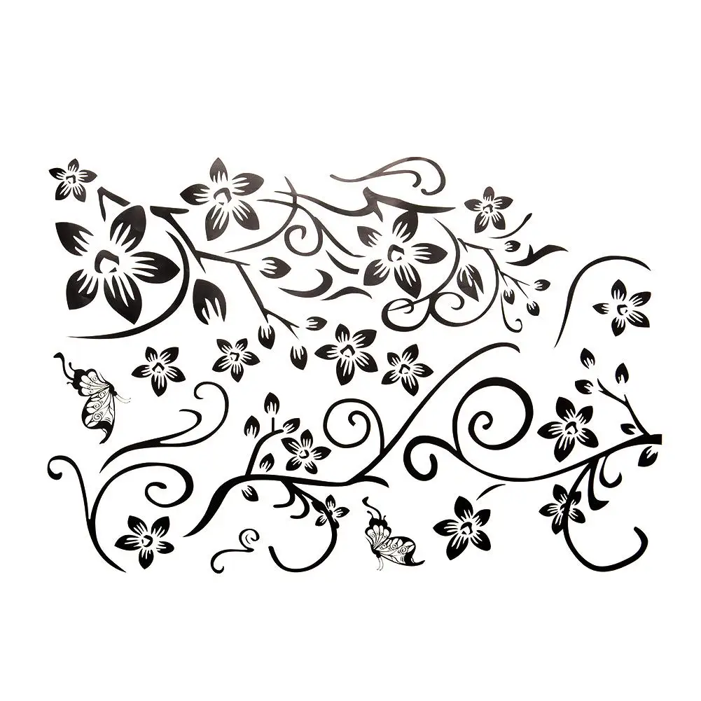 

Home Room Black Vines Butterfly Decal Vinyl Mural Wall Sticker DIY Hot