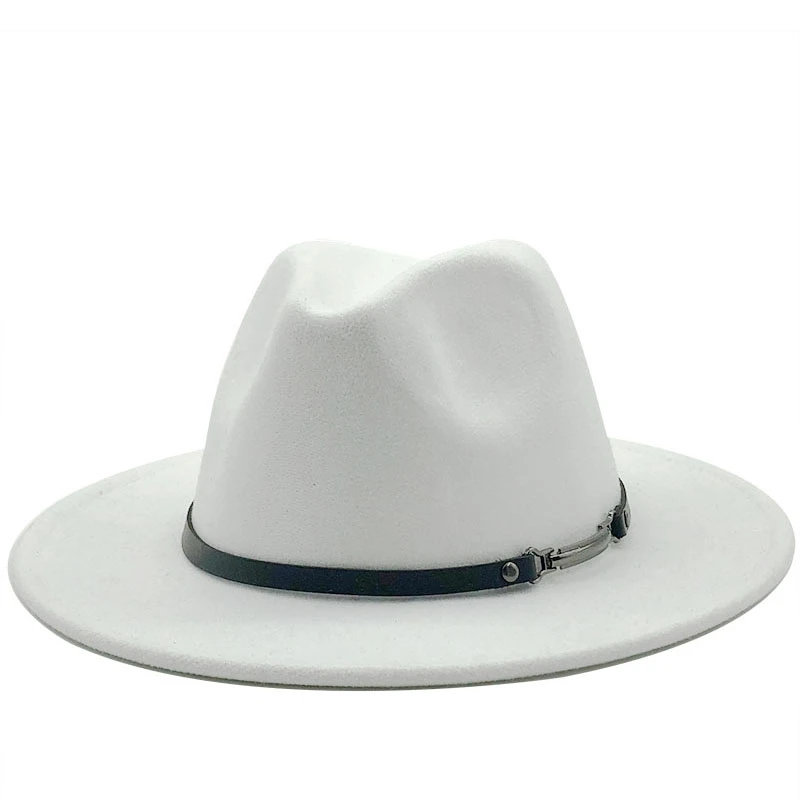 

Шляпа Женская/мужская фетровая, элегантная шапка джентльмена и леди с кожаной лентой, с широкими полями, джазовая церковная Панама, сомбреро