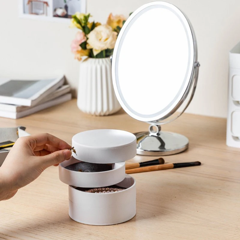 Вращающаяся шкатулка для хранения ювелирных изделий органайзер макияжа