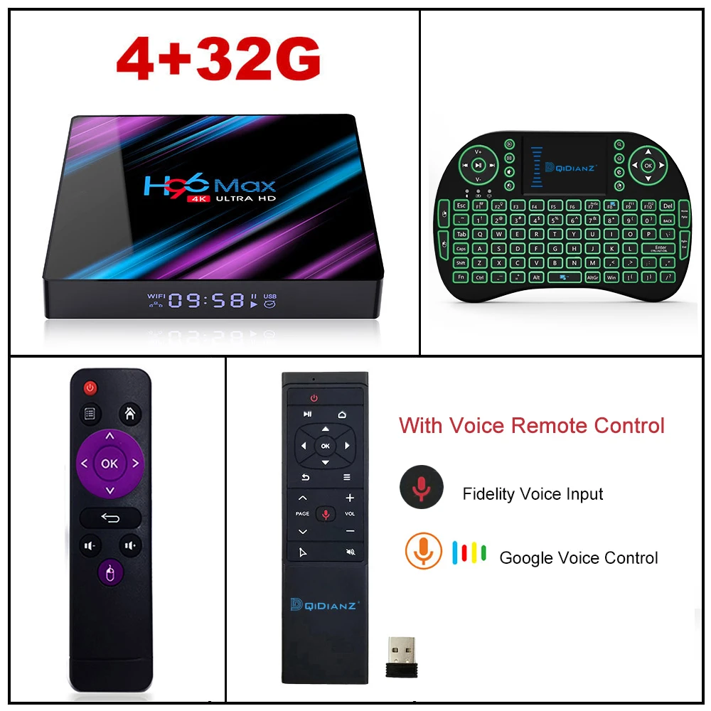 4g32g mt12 kb H96MAX Android 9,0 ТВ коробка RK3318 4 ядра 64bit 2,4G/5,8G, Wi-Fi, BT 4,0 4K HD медиа-плеер мини Декодер каналов кабельного телевидения голос Управление H96 MAX - Цвет: 4g32g mt12 kb