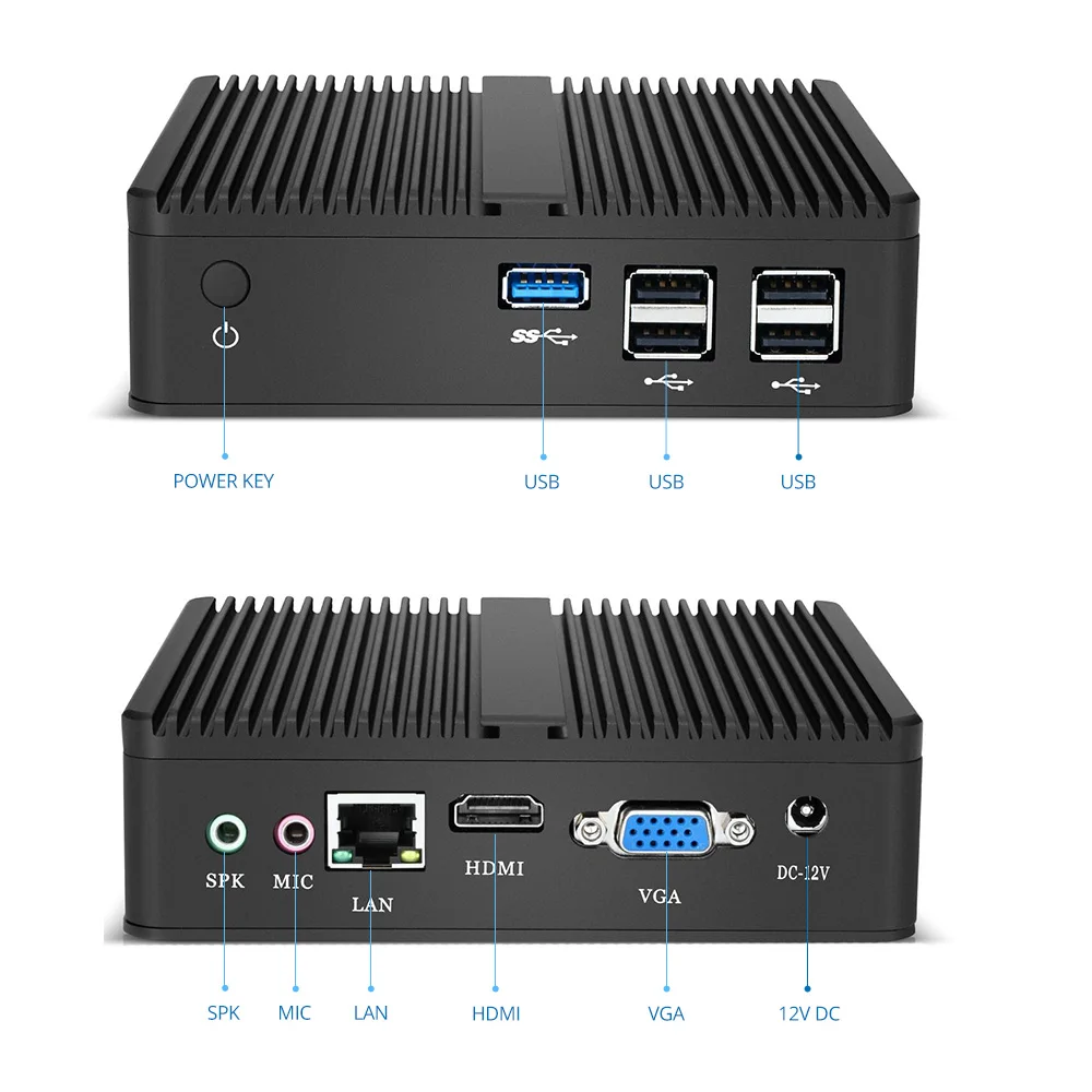 Самый дешевый безвентиляторный windows7 4 ядра мини ПК Intel Celeron N2810 HD VGA двойной дисплей