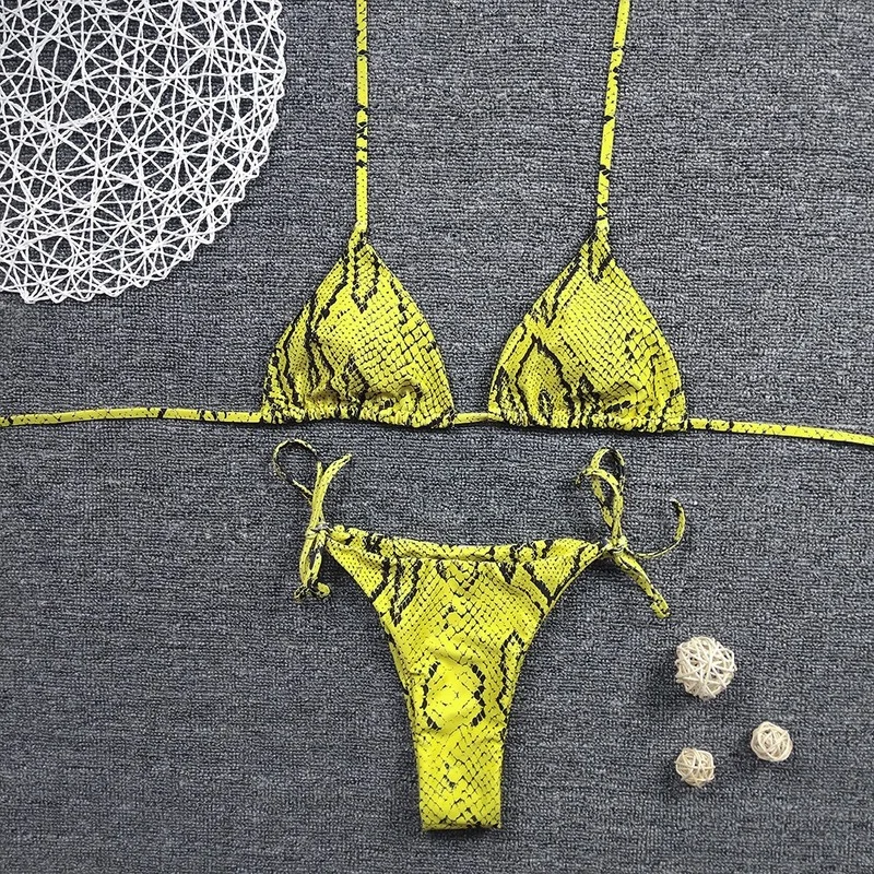 

Sexy Bikinis Serpentine Banded Bikini 2-Piece Set Women's Swimsuit Wire Free Polyester Push Up Bra
